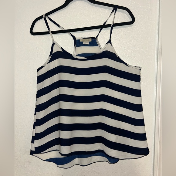 Ambiance Sleeveless Top Striped Sheer Blue And White‎ Medium  (603) - Picture 1 of 5
